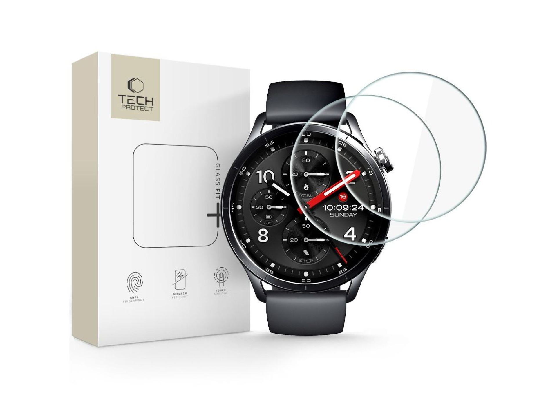 Tech-Protect Glass Fit+ - Pacote com 2 Películas de Vidro Temperado para Xiaomi Watch S5 46mm