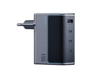 Cargador de pared Cuktech AD1404UEU de 140 W GaN con 3 puertos USB-C + USB-A y cable USB-C - Gris