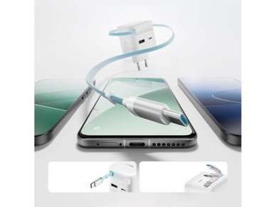 Cargador de pared Cuktech AD653W de 67 W con tecnolog�a GaN, 2 puertos USB-C + USB-A y cable USB-C r