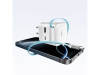 Cargador de pared Cuktech AD653W de 67 W con tecnología GaN, 2 puertos USB-C + USB-A y cable USB-C r Cargador de pared Cuktech AD653W de 67 W con tecnología GaN, 2 puertos USB-C + USB-A y cable USB-C r