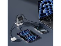 Cargador de pared Cuktech AD1404UEU de 140 W GaN con 3 puertos USB-C + USB-A y cable USB-C - Gris Cargador de pared Cuktech AD1404UEU de 140 W GaN con 3 puertos USB-C + USB-A y cable USB-C - Gris