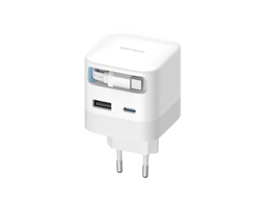 Cargador de pared Cuktech AD653W de 67 W con tecnolog�a GaN, 2 puertos USB-C + USB-A y cable USB-C r
