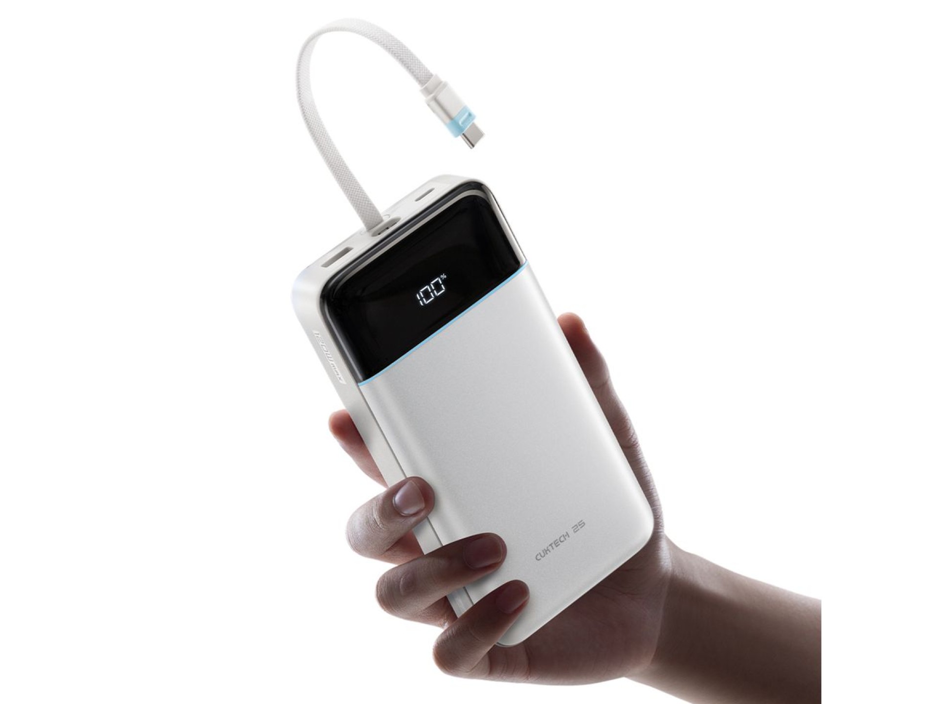 Cuktech LPB252N 120W 25000mAh Powerbank with Built-in USB-C Cable - White