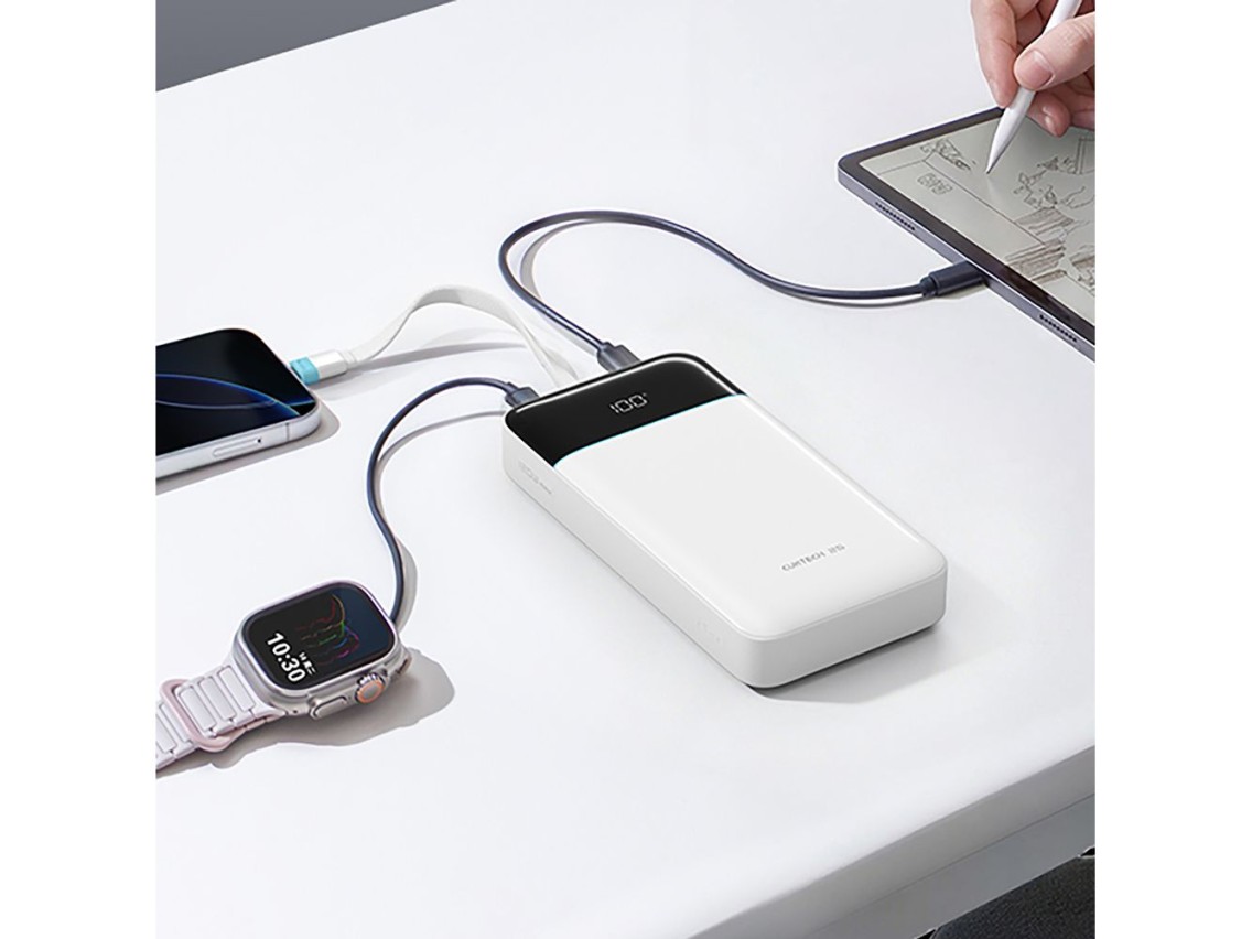 Cuktech LPB252N 120W 25000mAh Powerbank with Built-in USB-C Cable - White