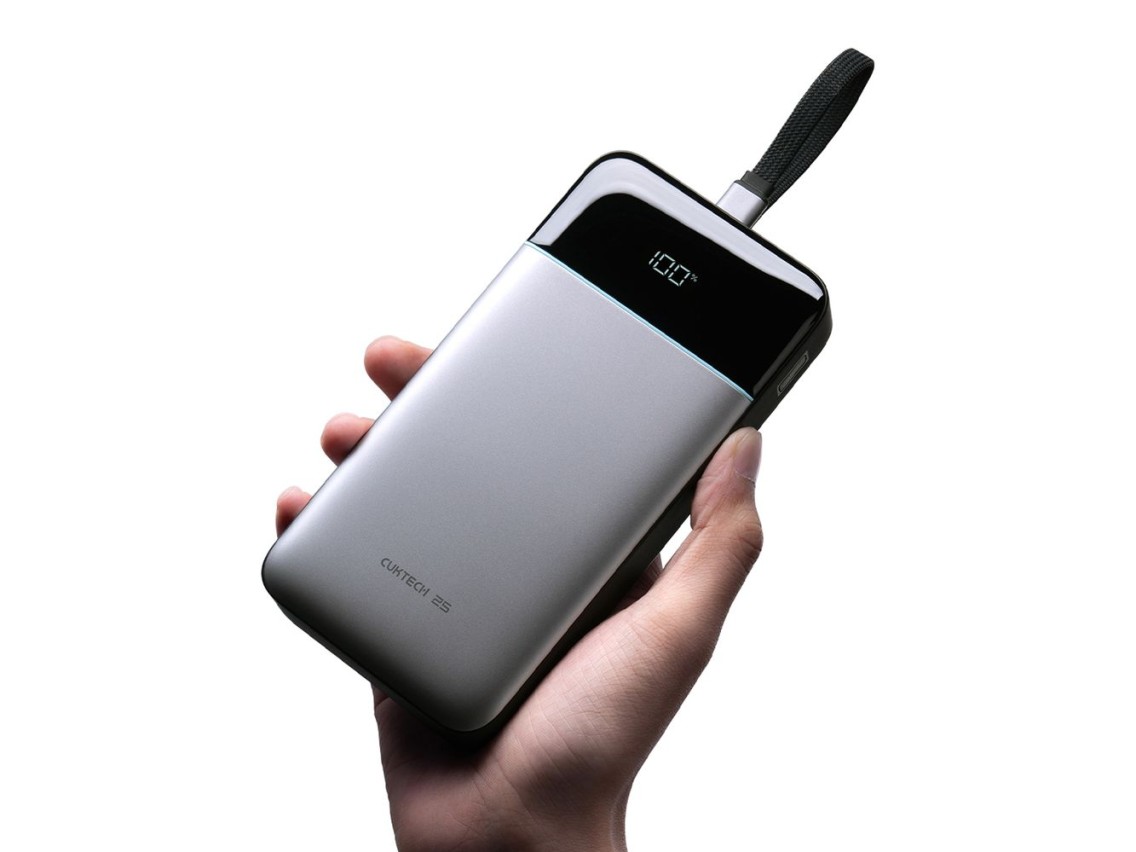 Cuktech LPB252N 120W 25000mAh Powerbank with Built-in USB-C Cable - Gray