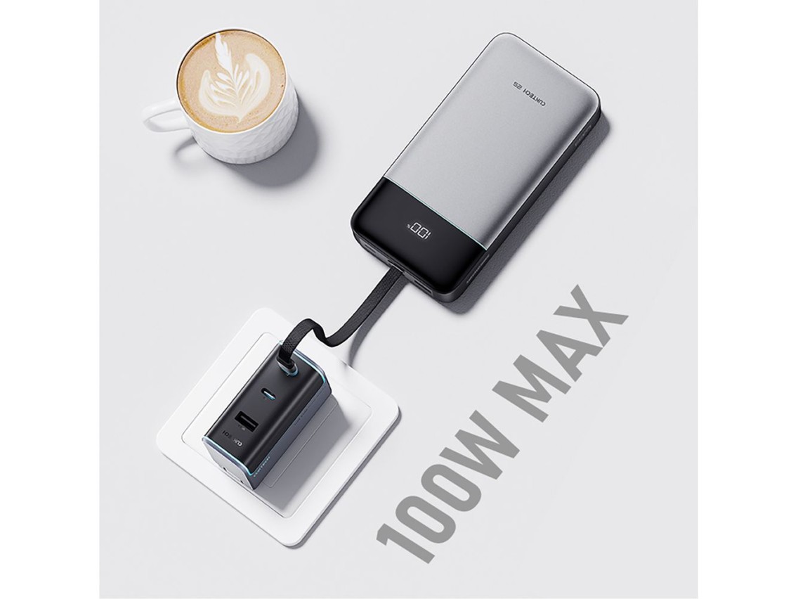 Cuktech LPB252N 120W 25000mAh Powerbank with Built-in USB-C Cable - Gray