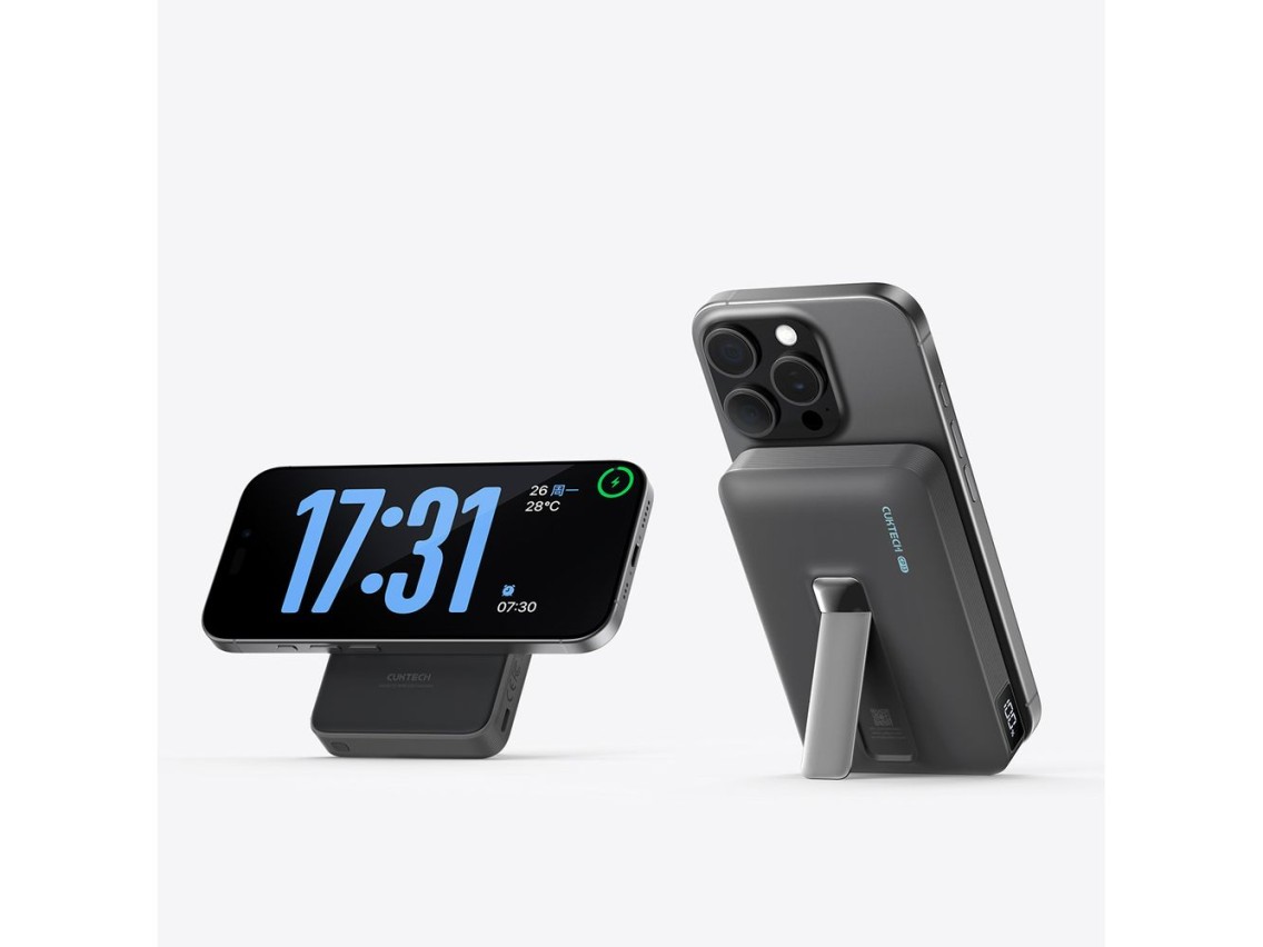 Cuktech WPB100 10000 mAh Qi2 Powerbank Magnético 30W com Suporte - Preto