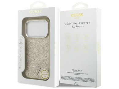 Guess Glitter Triangle Logo MagSafe Case for iPhone 17 Pro - Gold