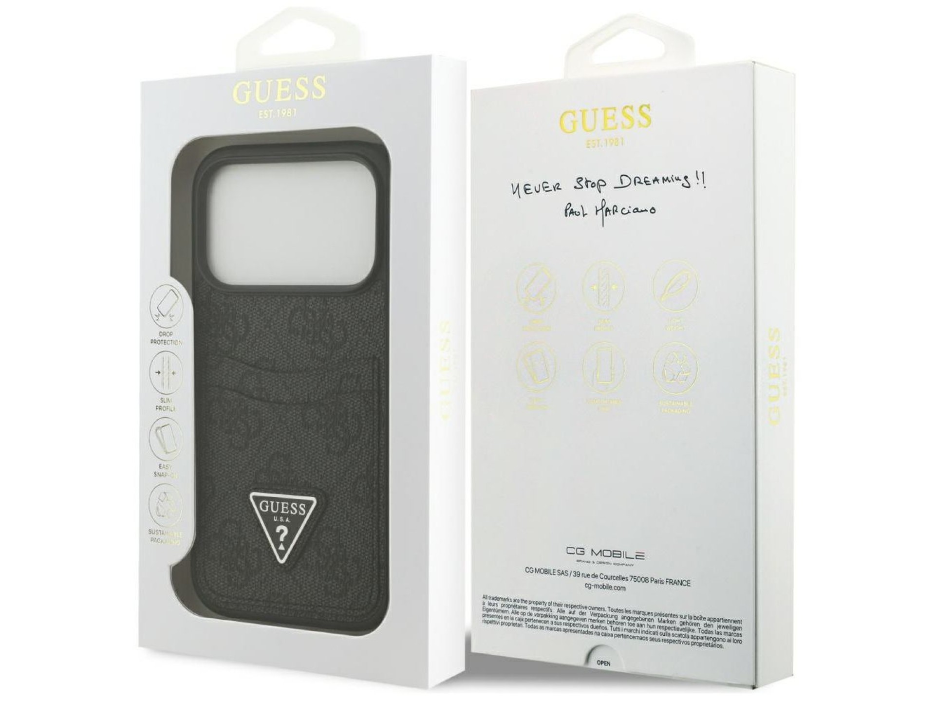 Funda Guess 4G nauble Card Triangle para iPhone 17 Pro - negra
