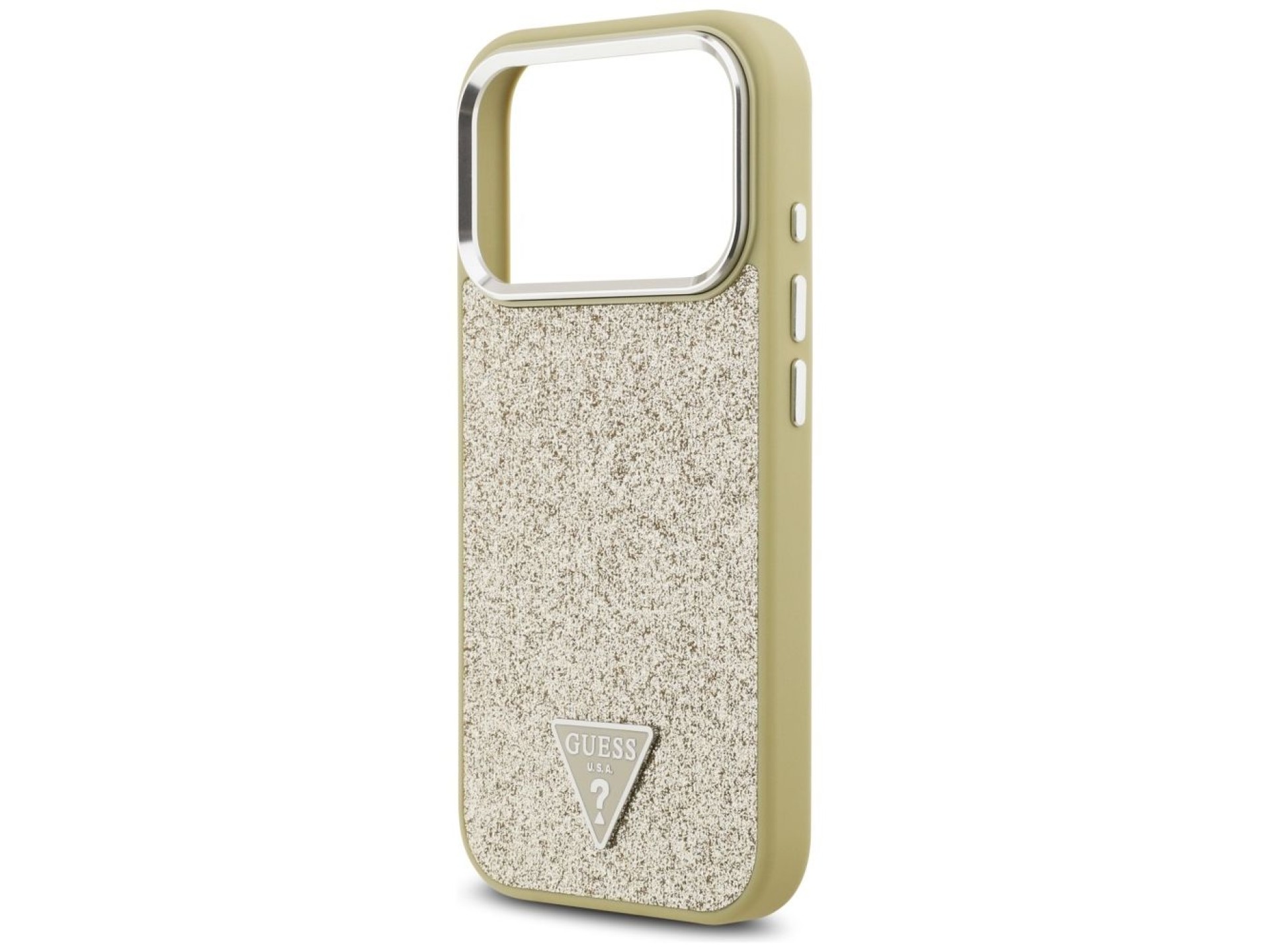 Funda Guess con logo triangular brillante y cierre MagSafe para iPhone 17 Pro - Dorado