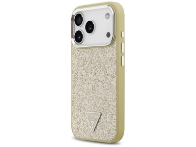 Guess Glitter Triangle Logo MagSafe Case for iPhone 17 Pro - Gold