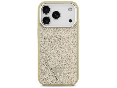 Guess Glitter Triangle Logo MagSafe Case for iPhone 17 Pro - Gold