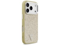 Funda Guess con logo triangular brillante y cierre MagSafe para iPhone 17 Pro - Dorado