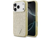 Funda Guess con logo triangular brillante y cierre MagSafe para iPhone 17 Pro - Dorado