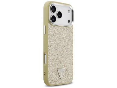 Guess Glitter Triangle Logo MagSafe Case for iPhone 17 Pro Max - Gold Guess Glitter Triangle Logo MagSafe Case for iPhone 17 Pro Max - Gold