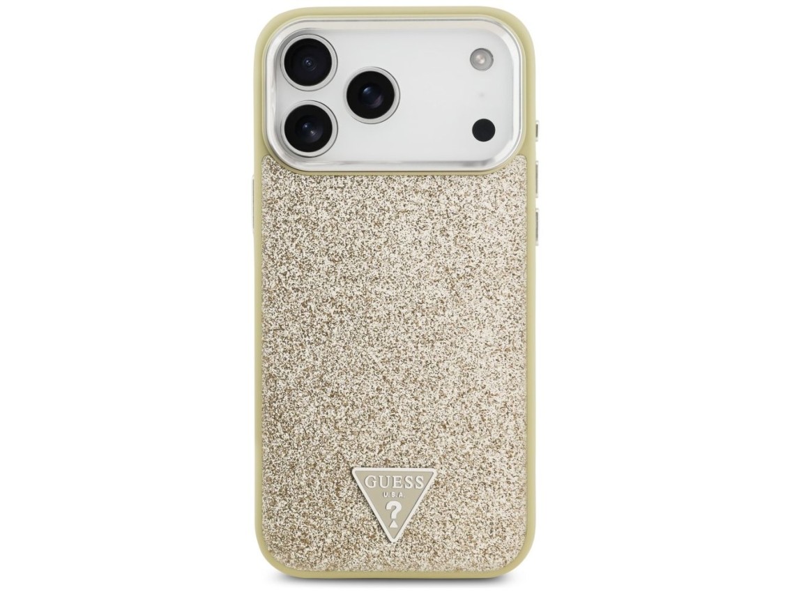 Guess Glitter Triangle Logo MagSafe Case for iPhone 17 Pro Max - Gold