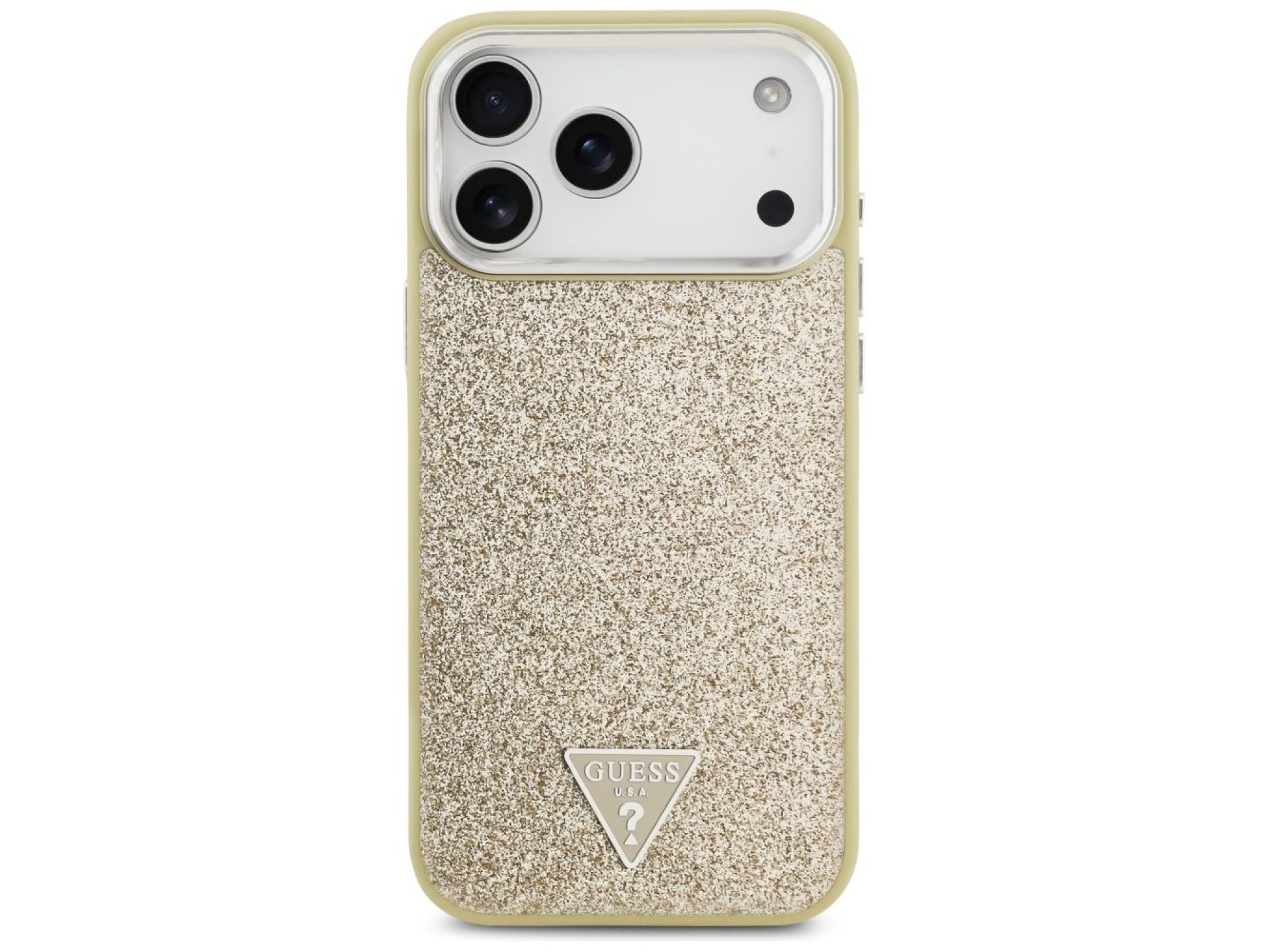 Guess Glitter Triangle Logo MagSafe Case for iPhone 17 Pro Max - Gold