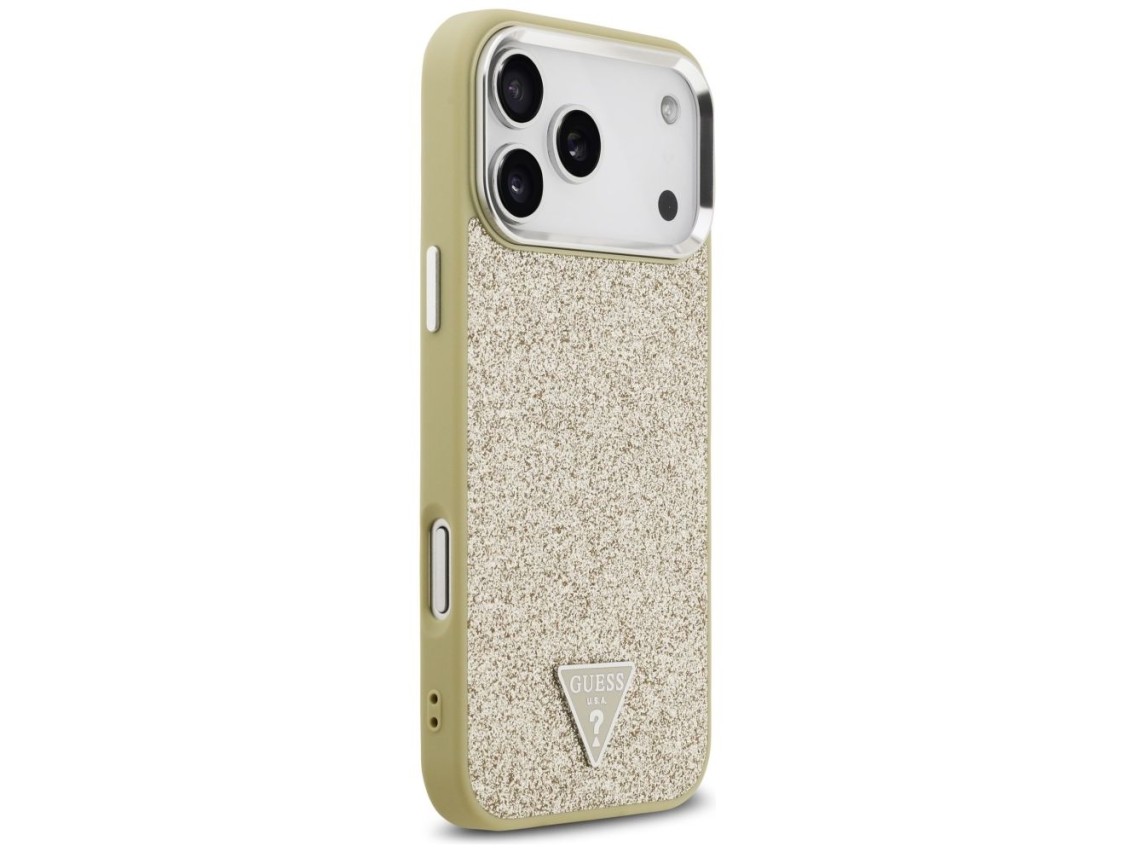 Guess Glitter Triangle Logo MagSafe Case for iPhone 17 Pro Max - Gold