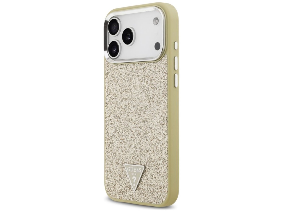 Guess Glitter Triangle Logo MagSafe Case for iPhone 17 Pro Max - Gold