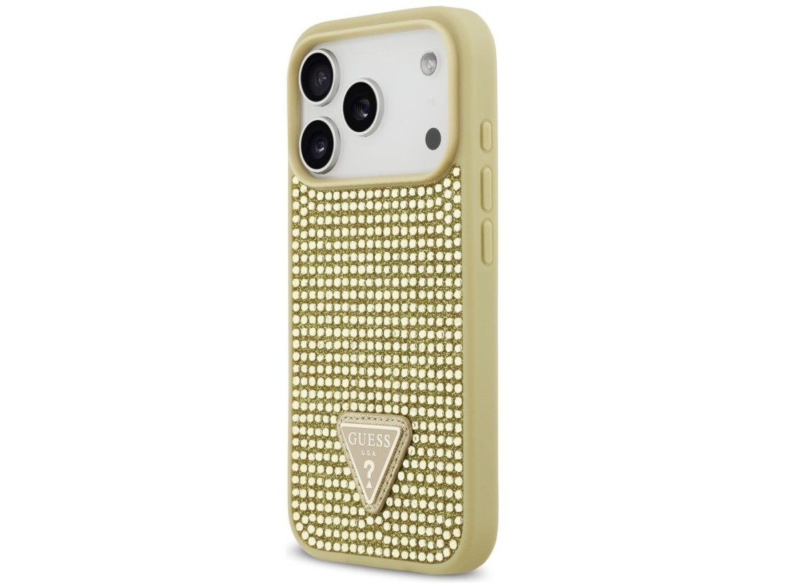 Guess Rhinestone Triangle Logo iPhone 17 Pro Case - Gold