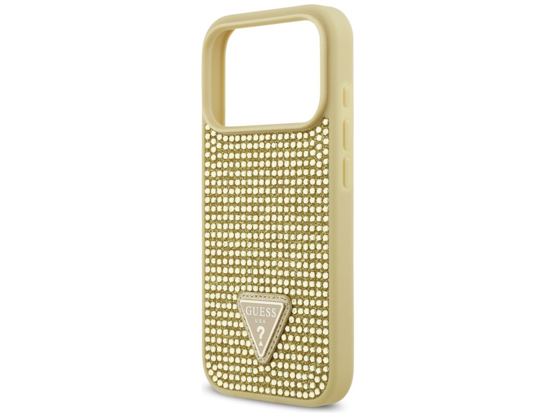 Guess Rhinestone Triangle Logo iPhone 17 Pro Case - Gold