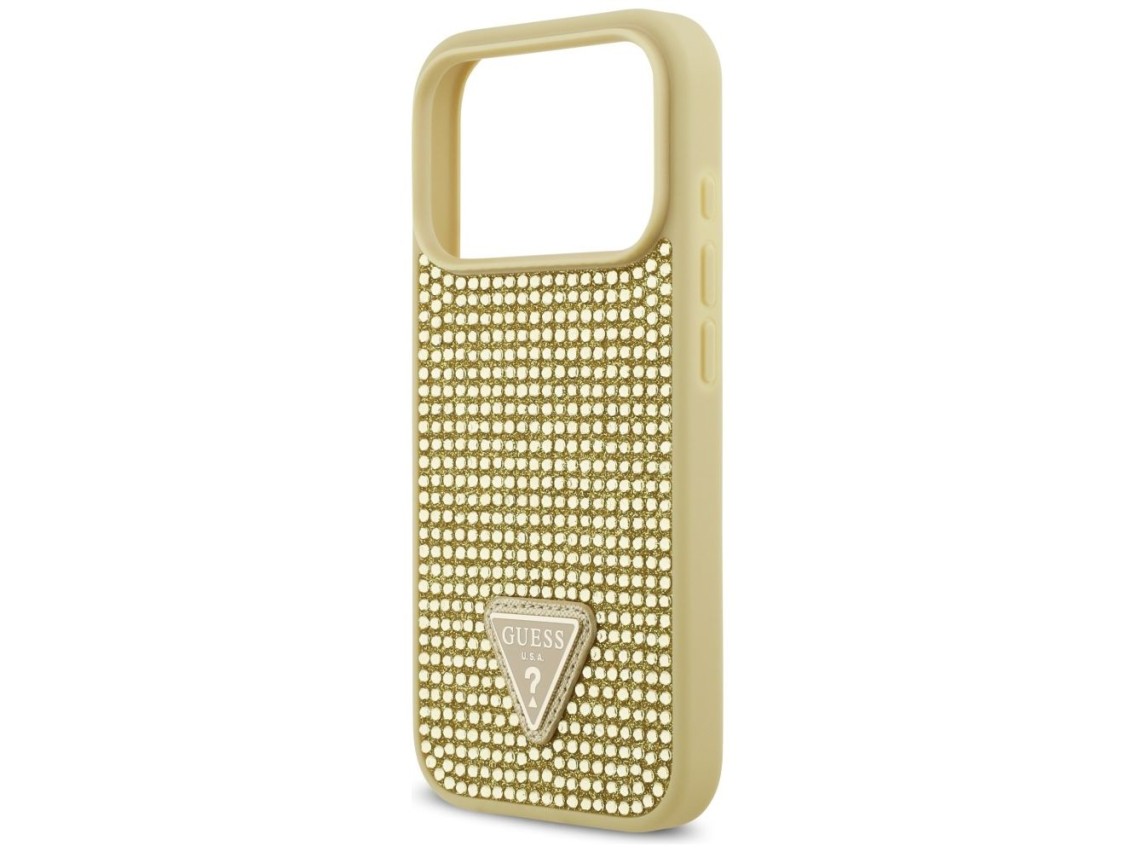 Guess Rhinestone Triangle Logo iPhone 17 Pro Case - Gold