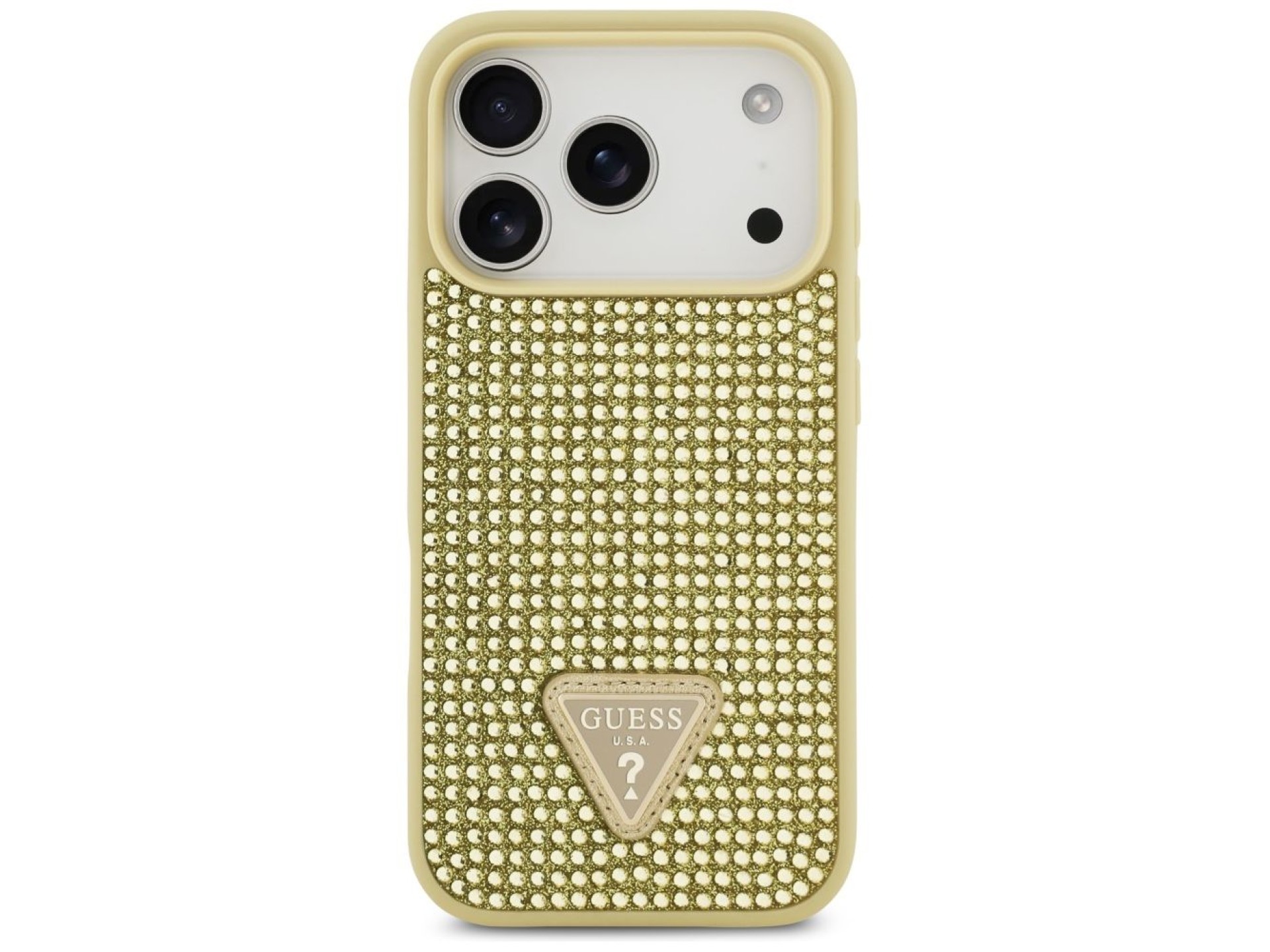 Guess Rhinestone Triangle Logo iPhone 17 Pro Case - Gold