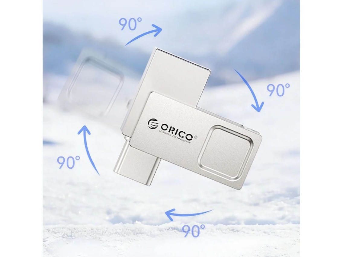 Memoria USB Orico U301 de 64 GB con puertos USB-A, USB-C y USB 3.2 Gen 1 - Plateada