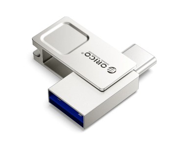 Memoria USB Orico U301 de 128 GB con puertos USB-A, USB-C y USB 3.2 Gen 1 - Plateada