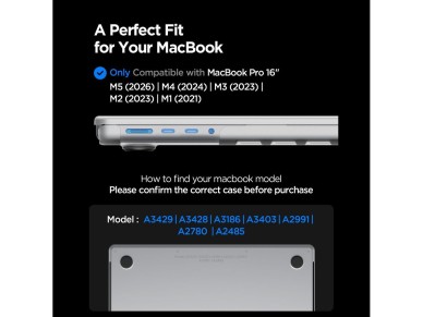 Funda Spigen AirSkin para MacBook Pro de 16" (2021/2023/2024/2025/2026) - Transparente mate