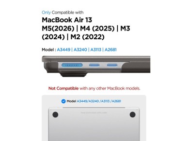Spigen AirSkin Case for MacBook Air 13" 2023/2024/2025/2026 - Semi-Transparent Spigen AirSkin Case for MacBook Air 13" 2023/2024/2025/2026 - Semi-Transparent
