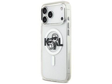 Karl Lagerfeld IML Glitter Karl & Choupette Sketch Logo MagSafe Case for iPhone 17 Pro Max - Clear Karl Lagerfeld IML Glitter Karl & Choupette Sketch Logo MagSafe Case for iPhone 17 Pro Max - Clear