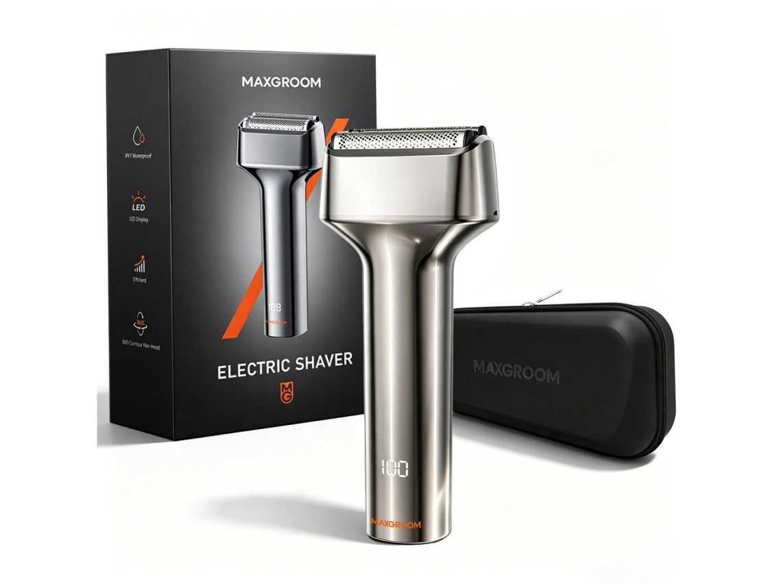 Barbeador elétrico de lâmina MAXGROOM WF-2037D IPX7 - prata
