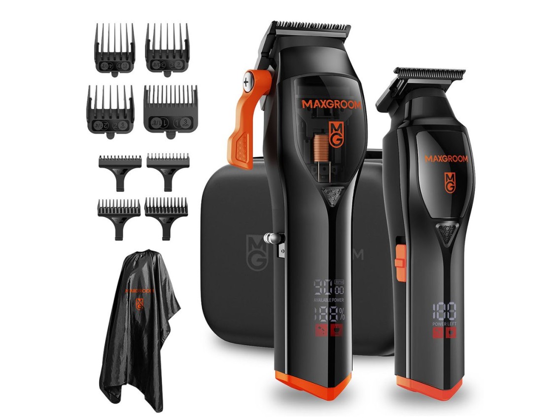 Máquina de cortar cabelo multifuncional MAXGROOM WF-3908 com aparador - preta