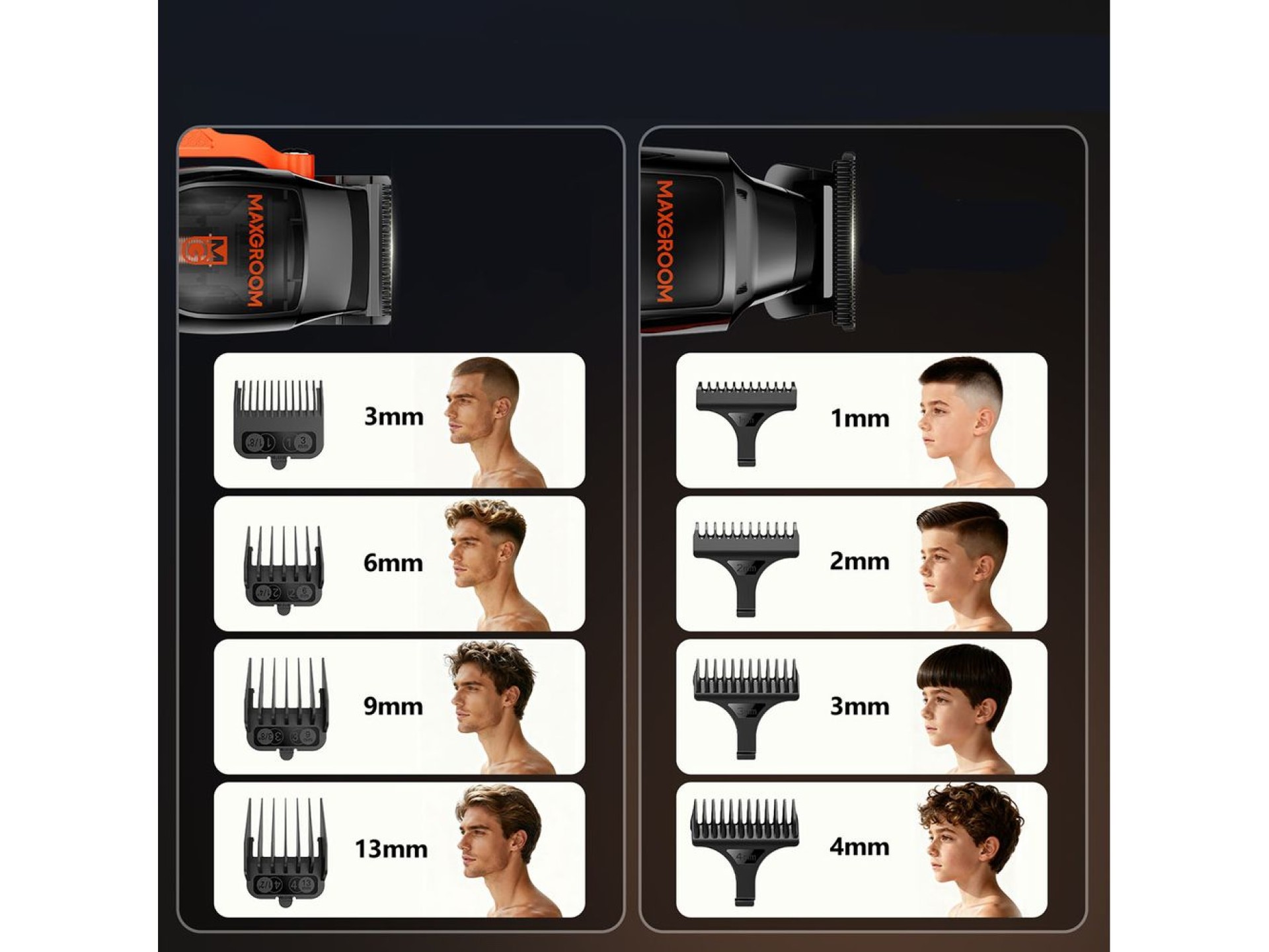 Máquina de cortar cabelo multifuncional MAXGROOM WF-3908 com aparador - preta