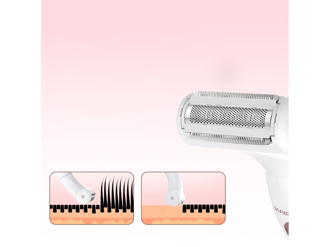 Recortadora multifuncional MAXGROOM ZC-T18 para mujer con puntas reemplazables - blanca y rosa