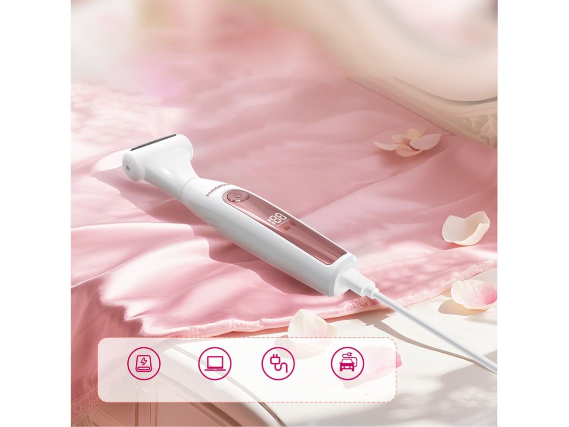 Recortadora multifuncional MAXGROOM ZC-T18 para mujer con puntas reemplazables - blanca y rosa