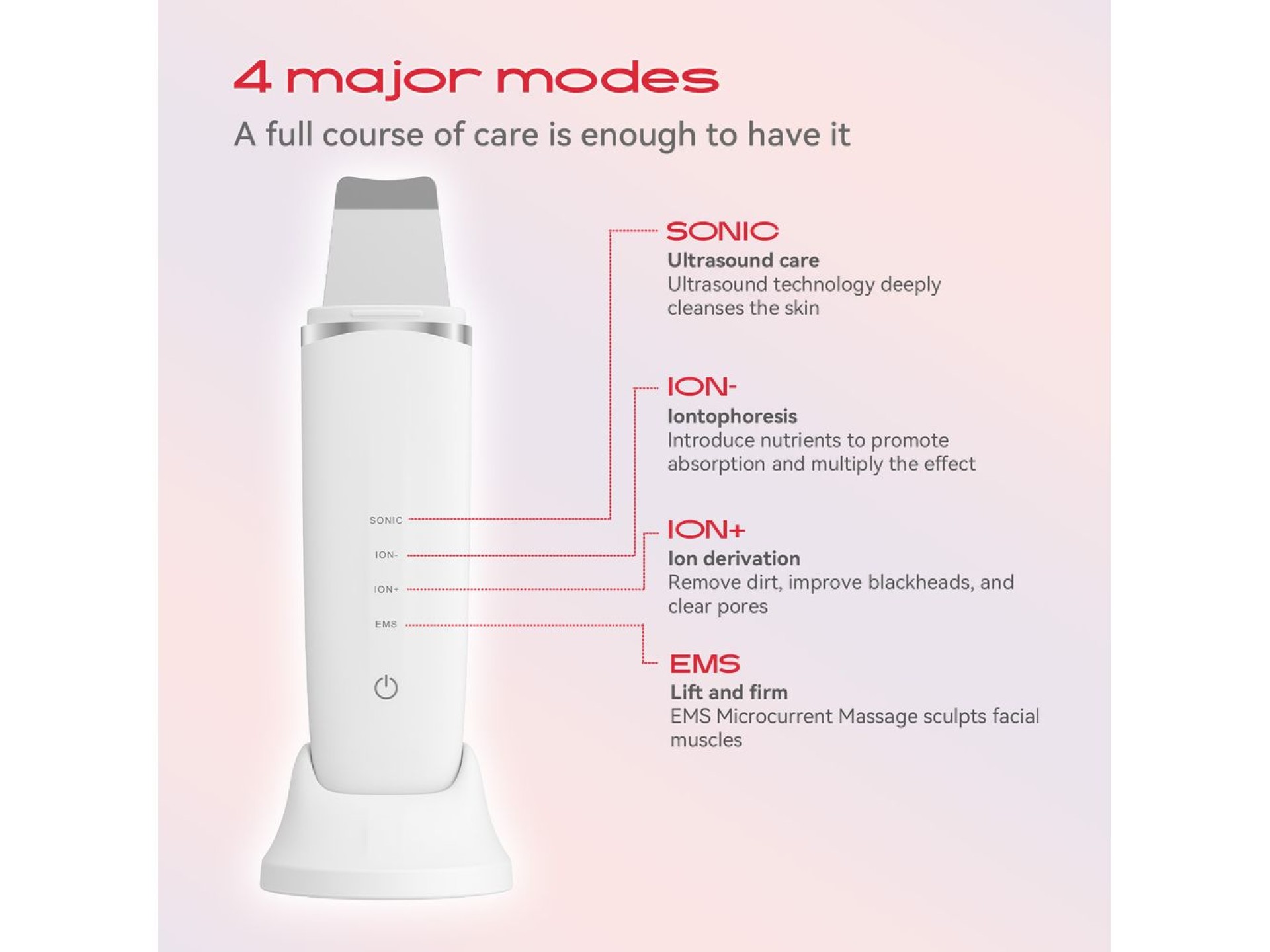 MAXGROOM M-169 ultrasonic cavitation peeling device with LED light therapy - white