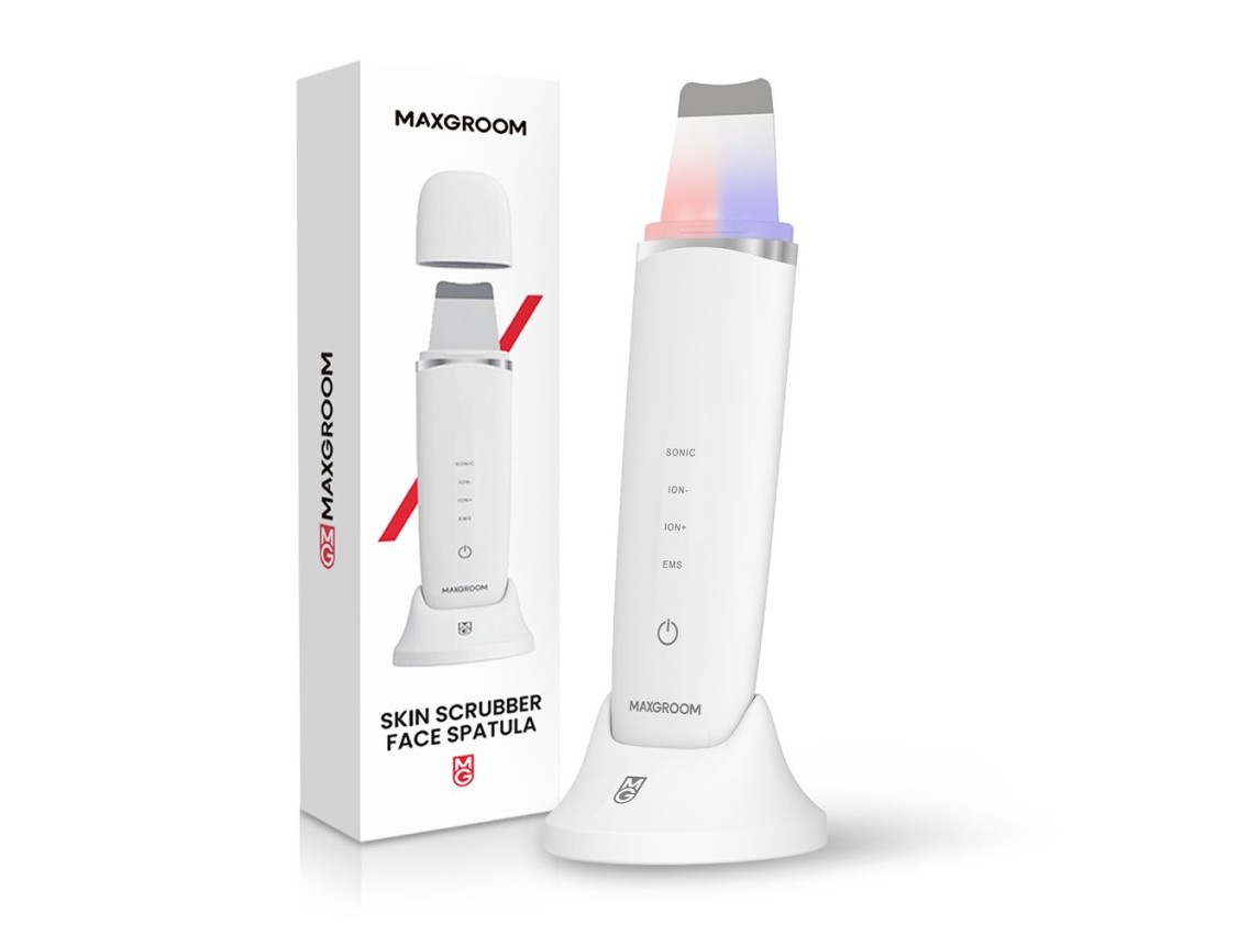 MAXGROOM M-169 ultrasonic cavitation peeling device with LED light therapy - white