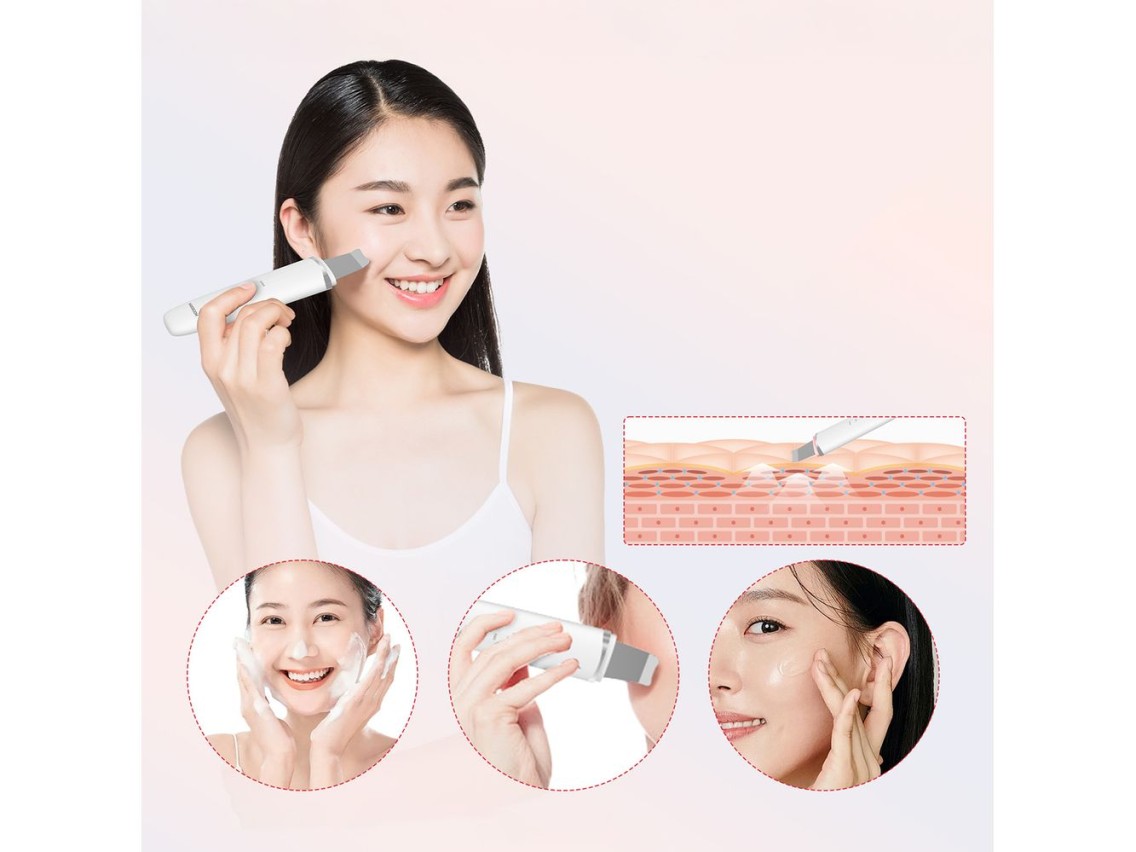 MAXGROOM M-169 ultrasonic cavitation peeling device with LED light therapy - white