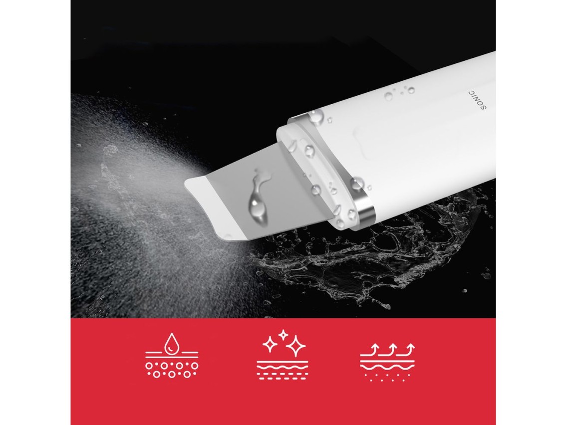 MAXGROOM M-169 ultrasonic cavitation peeling device with LED light therapy - white