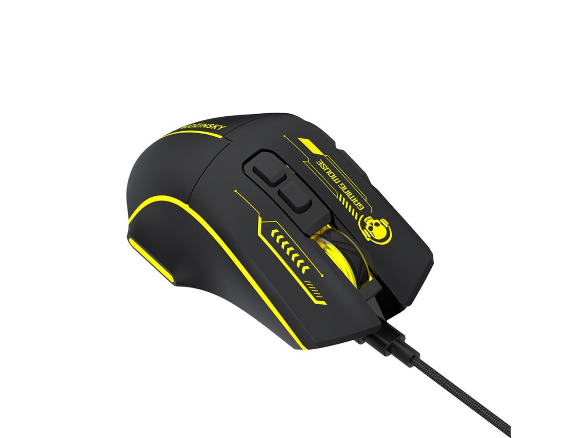 Wozinsky WMGK-1181W Wired Optical Gaming Mouse 7200 DPI with Backlight - Black and Yellow