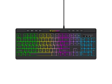Teclado de membrana retroiluminado con cable Wozinsky WKG-1044 para juegos - Negro