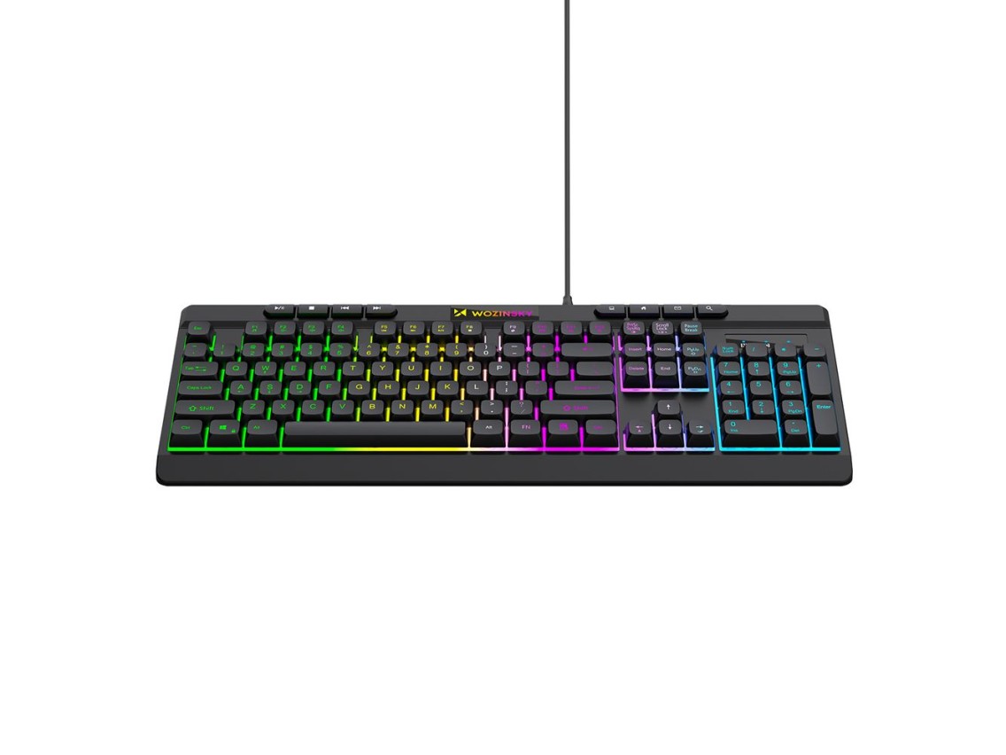 Teclado de membrana retroiluminado con cable Wozinsky WKG-1044 para juegos - Negro