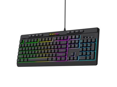 Teclado de membrana retroiluminado con cable Wozinsky WKG-1044 para juegos - Negro