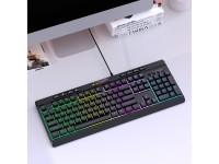 Teclado de membrana retroiluminado con cable Wozinsky WKG-1044 para juegos - Negro