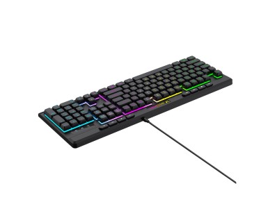 Teclado de membrana retroiluminado con cable Wozinsky WKG-1044 para juegos - Negro