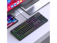 Teclado de membrana retroiluminado con cable Wozinsky WKG-1044 para juegos - Negro