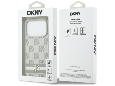 DKNY Checkered with Printed Stripes iPhone 17 Pro Case - Beige DKNY Checkered with Printed Stripes iPhone 17 Pro Case - Beige