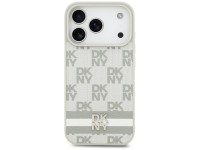 Capa DKNY Xadrez com Listras Estampadas para iPhone 17 Pro - Bege Capa DKNY Xadrez com Listras Estampadas para iPhone 17 Pro - Bege